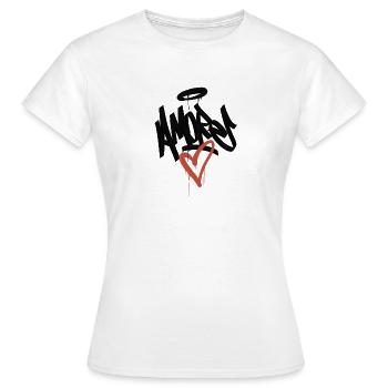 amore graffiti - Women's T-Shirt - white - Front - AI Model Female 172 dark (172cm)
