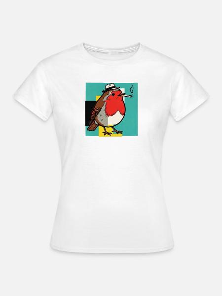 Robin Smoking - Frauen T-Shirt - Weiß