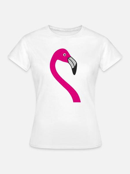 Flamingo Neon Pink Silhouette - Frauen T-Shirt - Weiß