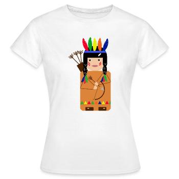 Kleiner indianischer gefiederter Krieger - Frauen T-Shirt - Weiß - Vorne - AI Model Female 172 dark (172cm)