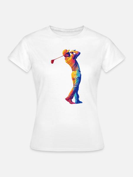 Regenbogen Golfer Swing - Frauen T-Shirt - Weiß