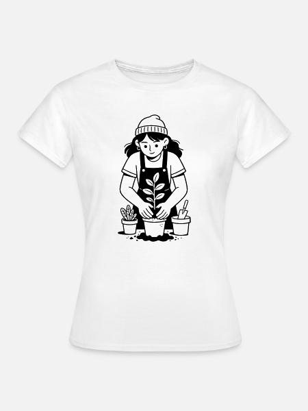 Gründäum-Gartenarbeit - Frauen T-Shirt - Weiß