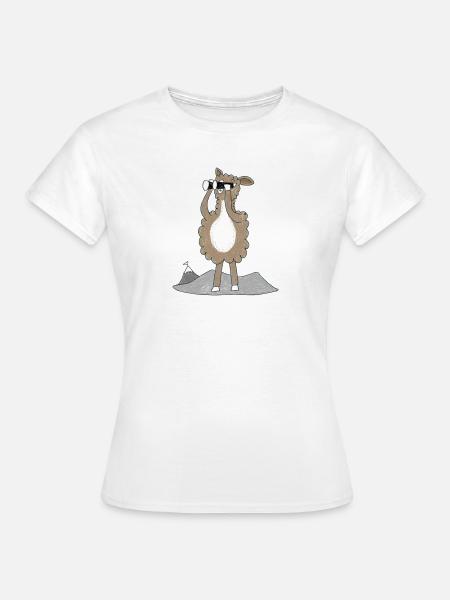 Lama mit Fernglas - Frauen T-Shirt - Weiß