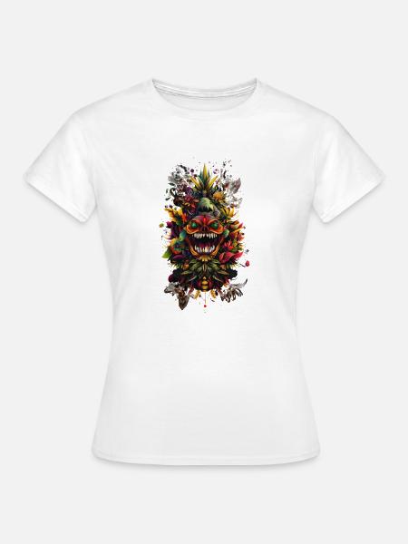 Psychedelischer Blütenkronen-Totem - Frauen T-Shirt - Weiß