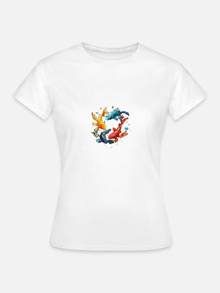 Koi Kreis Wasserfarben Muster - Frauen T-Shirt - Weiß