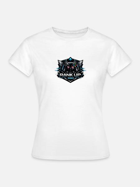 Rangauf Logo: Gaming-Rüstungsemblem - Frauen T-Shirt - Weiß