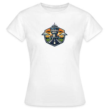 Flughafen Turm Sonnenuntergang - Frauen T-Shirt - Weiß - Vorne - AI Model Female 172 dark (172cm)