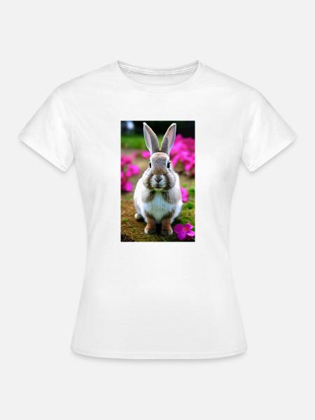 Blumiges Häschen - Frauen T-Shirt - Weiß