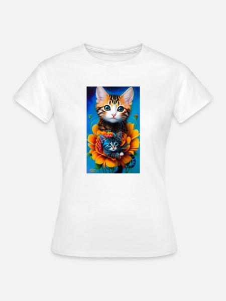 Kätzchen in der Blume - Frauen T-Shirt - Weiß