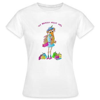 Oiseau étrange Shopping Fille Humour Style Bande Dessinée - T-shirt Femme - blanc - Devant - AI Model Female 172 dark (172cm)