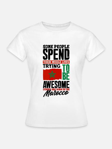 Marocco Flag Citazione divertente - Dame-T-shirt - hvid