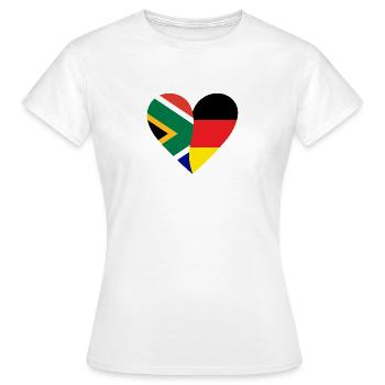 Afrique du Sud Allemagne Cœur - T-shirt Femme - blanc - Devant - AI Model Female 172 dark (172cm)