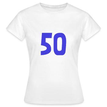 50. 50 ANS. 50e ANNIVERSAIRE. ANNIVERSAIRE 50 ANS. - T-shirt Femme - blanc - Devant - AI Model Female 172 dark (172cm)