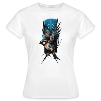 Perchoir de branche : oiseau cardinal déployant ses ailes - T-shirt Femme - blanc - Devant - AI Model Female 172 dark (172cm)