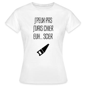 Humour Chier Scier Menuisier Menuiserie Bois - T-shirt Femme - blanc - Devant - AI Model Female 172 dark (172cm)