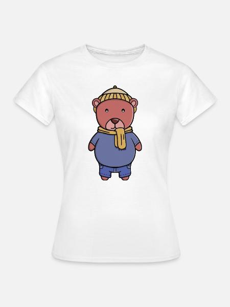 Gemütlicher Bär in Winterkleidung - Frauen T-Shirt - Weiß