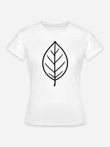 Blatt Minimalist Outline-Design - Frauen T-Shirt - Weiß