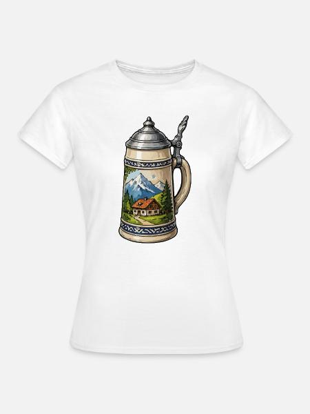 Alpenhütte im Bierkrug - Frauen T-Shirt - Weiß