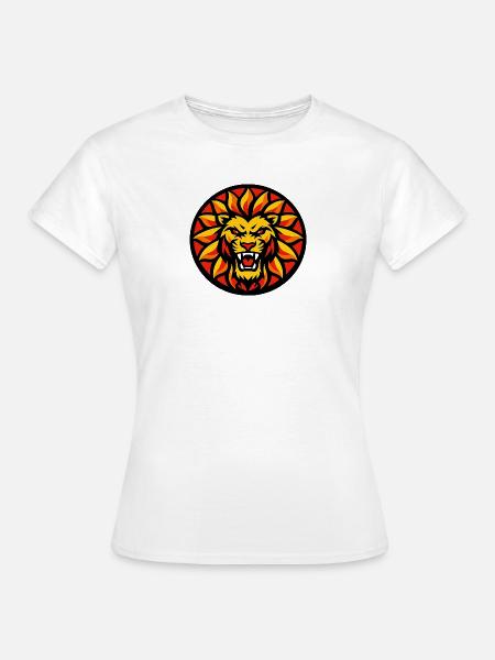 Feuerlöwe Sonnenkreis Emblem - Frauen T-Shirt - Weiß