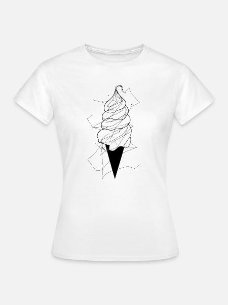 Eiscreme Line Art - Frauen T-Shirt - Weiß