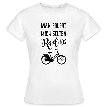 Man erlebt mich selten Rad los mit Fahrrad - Frauen T-Shirt - Weiß - Vorne - AI Model Female 172 dark (172cm)