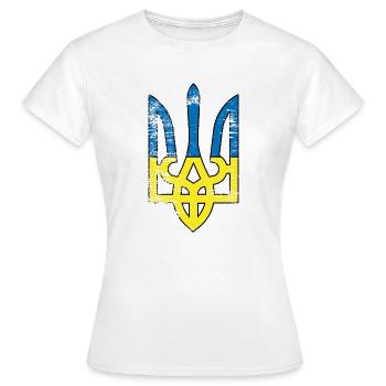 Blau Gelb Wappen Geschenk Ukraine Ukrainer - Frauen T-Shirt - Weiß - Vorne - AI Model Female 172 dark (172cm)