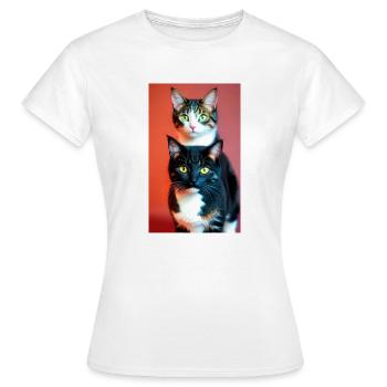 Kurzhaarige Hauskatzen - Frauen T-Shirt - Weiß - Vorne - AI Model Female 172 dark (172cm)