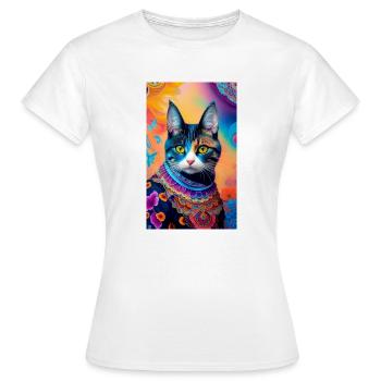 Kurzhaarige Hauskatze - Frauen T-Shirt - Weiß - Vorne - AI Model Female 172 dark (172cm)