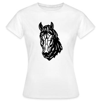 Kopf eines Pferdes im niedrigen Polygonstil - Frauen T-Shirt - Weiß - Vorne - AI Model Female 172 dark (172cm)