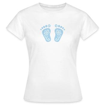 Pieds de bébé, coeur, fleur, cadeau de naissance, empreinte - T-shirt Femme - blanc - Devant - AI Model Female 172 dark (172cm)