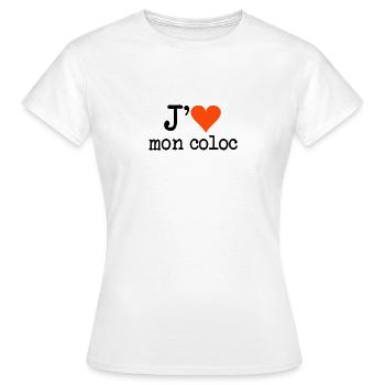 j'aime mon coloc - T-shirt Femme - blanc - Devant - AI Model Female 172 dark (172cm)