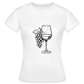 Verre à vin Raisins Vin - T-shirt Femme - blanc - Devant - AI Model Female 172 dark (172cm)