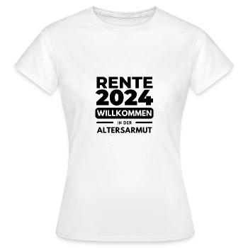 Pension 2024 Bienvenue aux retraités de la précarité des personnes âgées - T-shirt Femme - blanc - Devant - AI Model Female 172 dark (172cm)