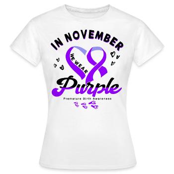 Premature Birth Conscious Purple Bow - Women's T-Shirt - white - Front - AI Model Female 172 dark (172cm)