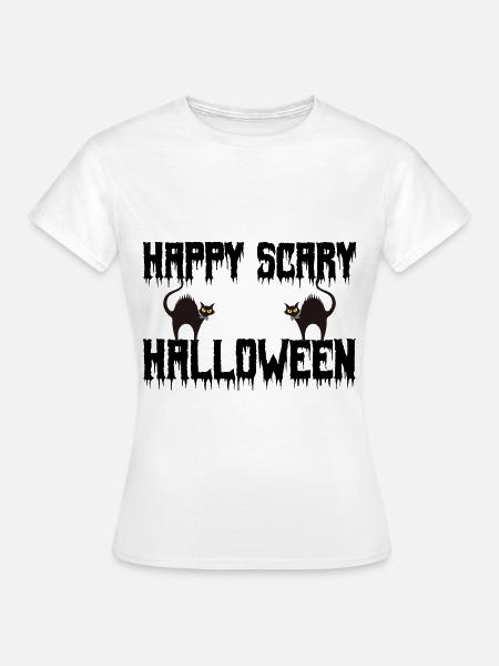 Glückliches gruseliges Halloween - Frauen T-Shirt - Weiß
