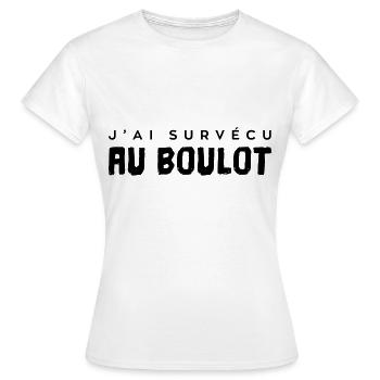 J'ai survécu au boulot ! - T-shirt Femme - blanc - Devant - AI Model Female 172 dark (172cm)