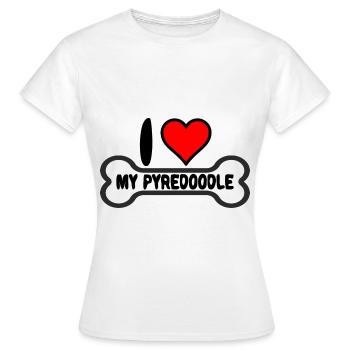 Pyredoodle standard J’aime mon - T-shirt Femme - blanc - Devant - AI Model Female 172 dark (172cm)