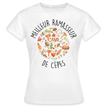 Cèpe Champignons champignon Ramasseur Cueillette - T-shirt Femme - blanc - Devant - AI Model Female 172 dark (172cm)