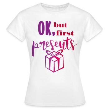 First presents gifts xmas saying Christmas - Women's T-Shirt - white - Front - AI Model Female 172 dark (172cm)
