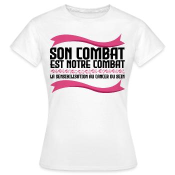 His fight is our fight - Cancer - Women's T-Shirt - white - Front - AI Model Female 172 dark (172cm)