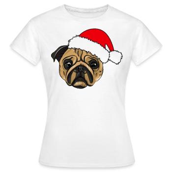 Weihnachten Mops - Frauen T-Shirt - Weiß - Vorne - AI Model Female 172 dark (172cm)