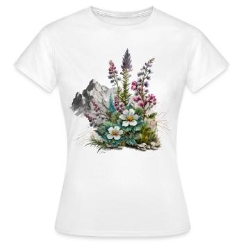 Motif de fleurs alpines enchanteur - T-shirt Femme - blanc - Devant - AI Model Female 172 dark (172cm)