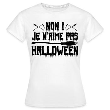 Anti halloween humour Je n'aime pas Halloween - T-shirt Femme - blanc - Devant - AI Model Female 172 dark (172cm)