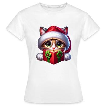 Cuddly Cat Christmas - Women's T-Shirt - white - Front - AI Model Female 172 dark (172cm)