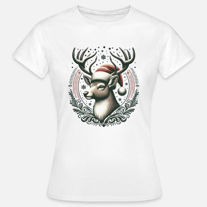 Julerensdyr - Dame-T-shirt - hvid