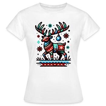Hirschgeweih kitschig Ugly Christmas Weihnachten - Frauen T-Shirt - Weiß - Vorne - AI Model Female 172 dark (172cm)