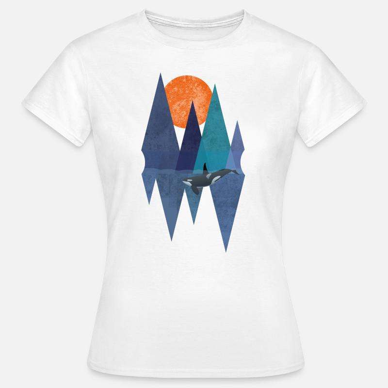Polygon Orca Killer Wal Design - Frauen T-Shirt - Weiß