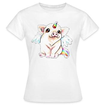 Cochon licorne - T-shirt Femme - blanc - Devant - AI Model Female 172 dark (172cm)
