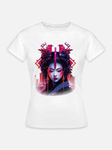 Cyberpunk Geisha: Futuristisches Japan - Frauen T-Shirt - Weiß