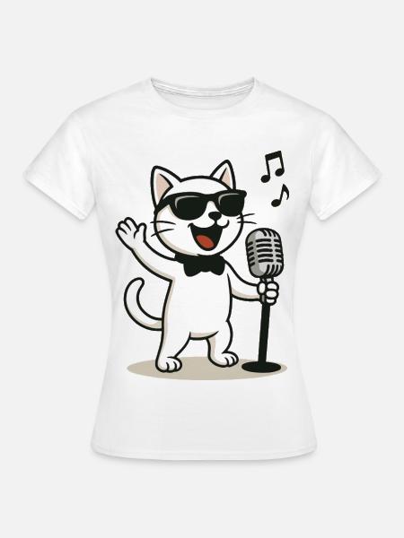 Rock'n'Roll Kitty - Frauen T-Shirt - Weiß